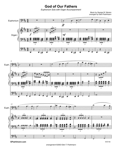 GOD OF OUR FATHERS - EUPHONIUM (Trombone) SOLO with Organ Accompaniment (arr. Glen Poehlmann)