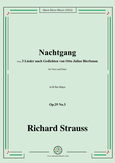 Richard Strauss-Nachtgang,in B flat Major,Op.29 No.3 (arr. OSM Press)