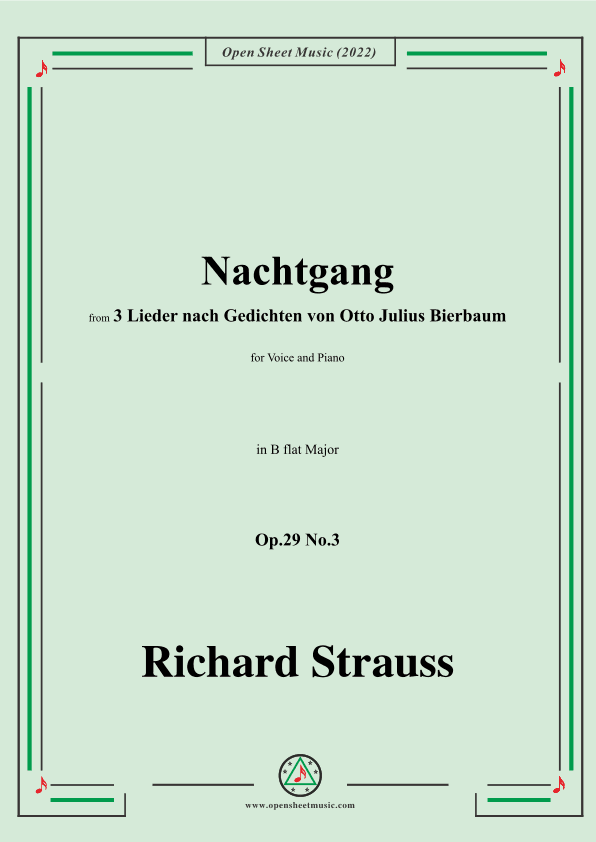 Richard Strauss-Nachtgang,in B flat Major,Op.29 No.3 (arr. OSM Press)