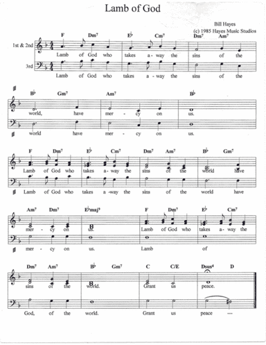 Lamb of God (Mass of the Holy Spirit) SAB leadsheet