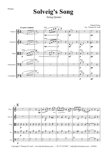 Solveig's Song - from Peer Gynt Suite - String Orchestra (arr. Thomas H. Graf)