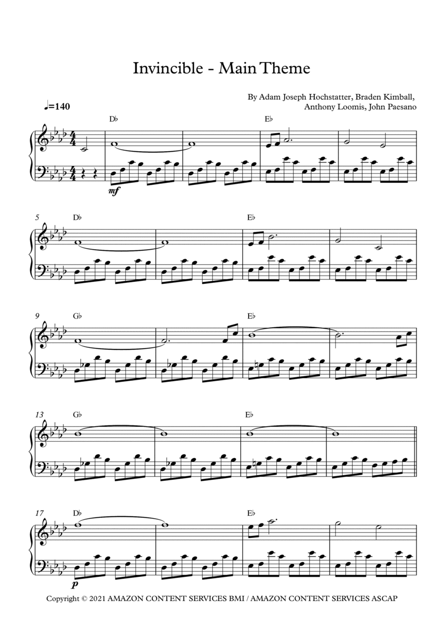 Invincible - Main Title Theme (arr. Alex Machado)