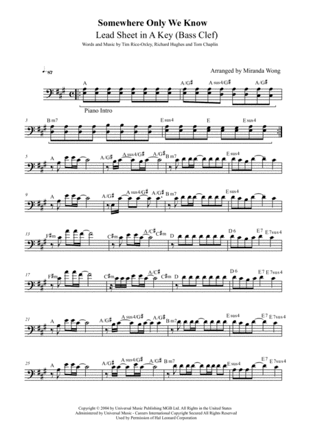 Somewhere Only We Know (arr. Miranda Wong)