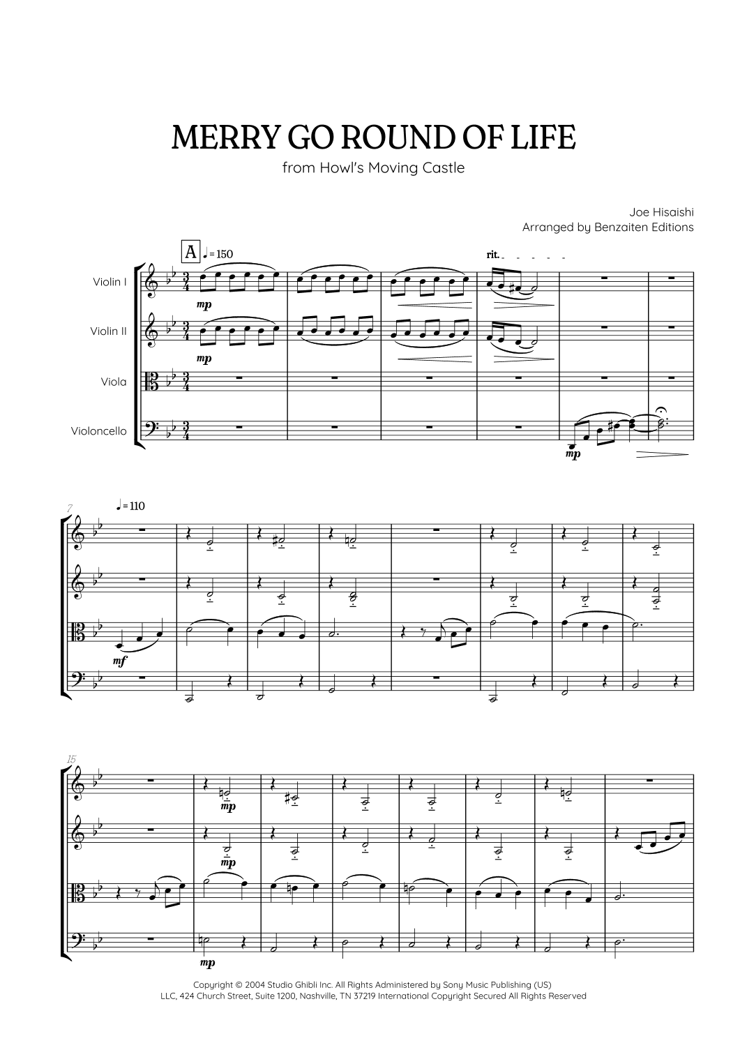 Merry-go-round Of Life (arr. Benzaiten Editions)