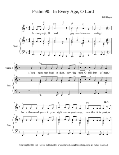 Psalm 90:  In Every Age - piano/vocal