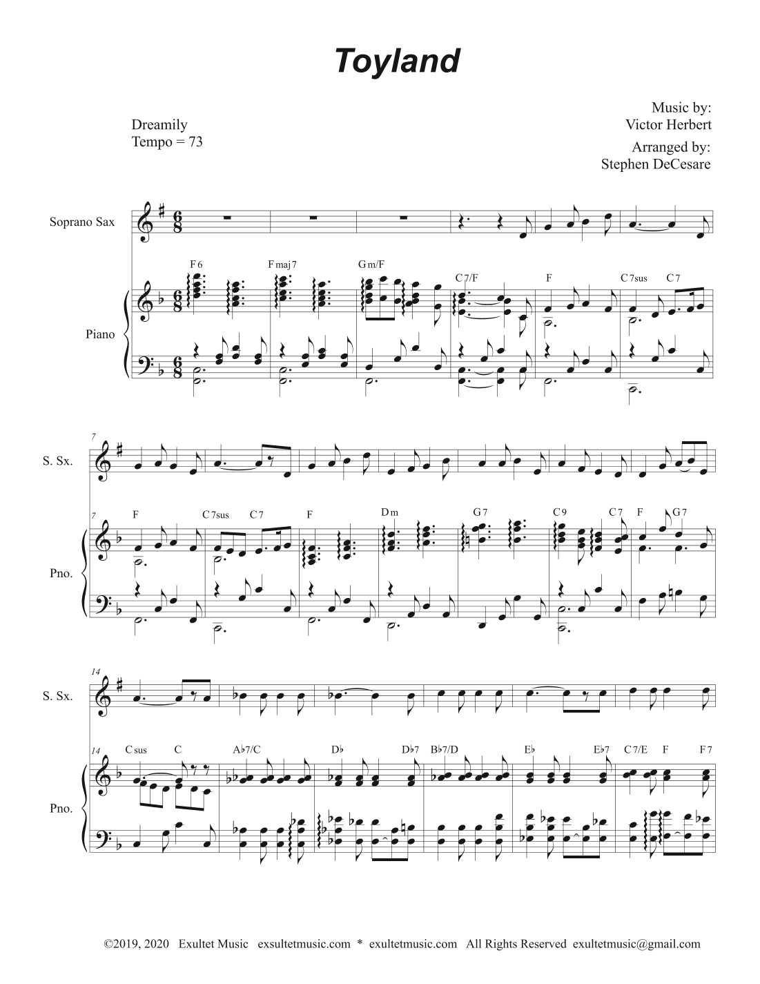 Toyland (Soprano Saxophone and Piano) (arr. Stephen DeCesare)