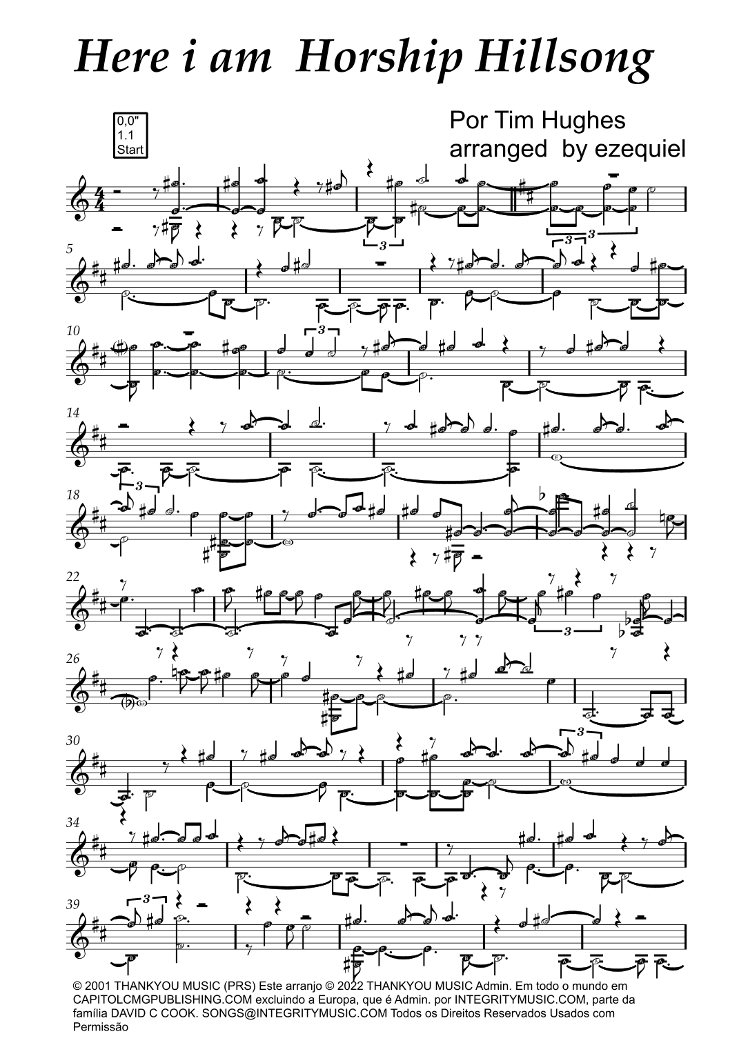 Here I Am To Worship (light Of The World) (arr. ezequiel zeferino edição)