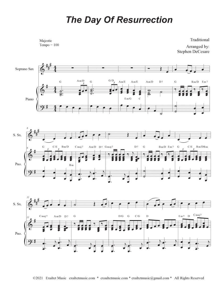 The Day Of Resurrection (Soprano Saxophone - Piano accompaniment) (arr. Stephen DeCesare)