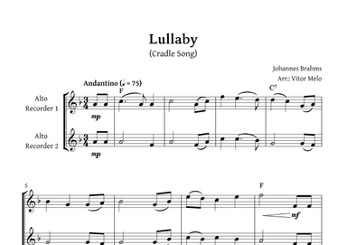Brahms Lullaby - Recorder duet (arr. Vitor Melo)