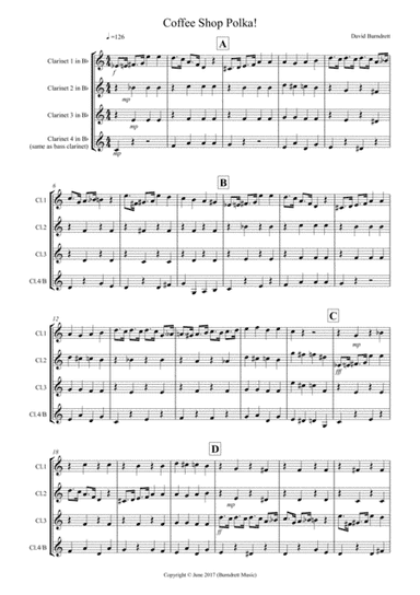 Coffee Shop Polka! for Clarinet Quartet