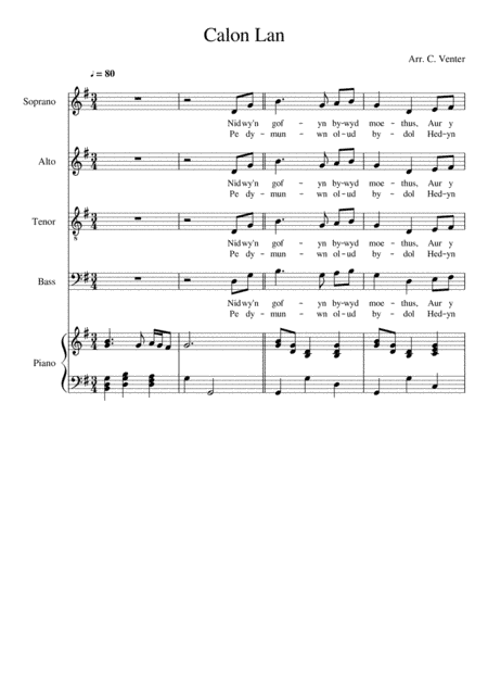 Calon Lan (arr. Caroline Venter)
