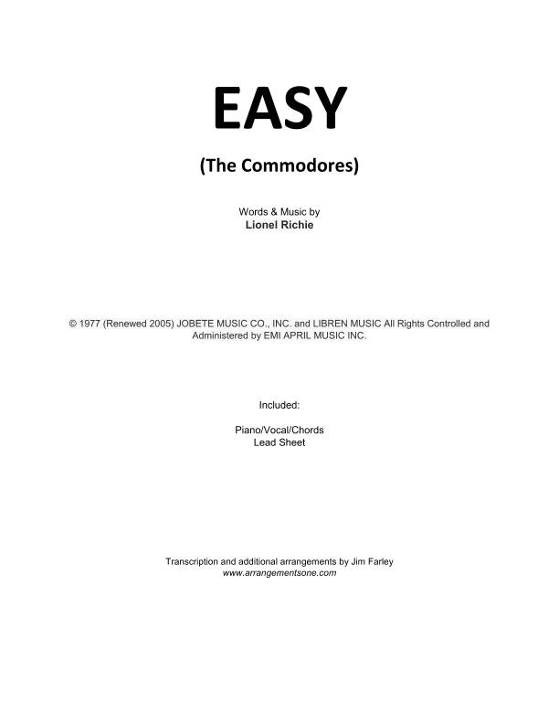 Easy (arr. Jim Farley www.arrangementsone.com)