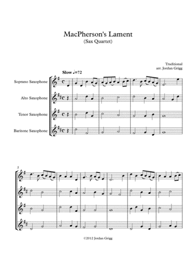 MacPherson's Lament (Sax Quartet) (arr. Jordan Grigg)