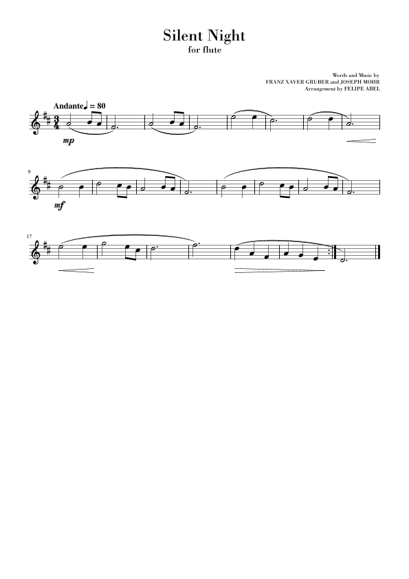 Silent Night (for Flute) - Easy Version (arr. Felipe Abel)