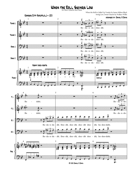 When the Roll Swings Low for Men's Quartet and Piano (arr. Daniel R Davis)