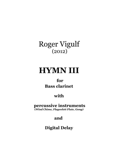 HYMN III for Bass Clarinet with percussion