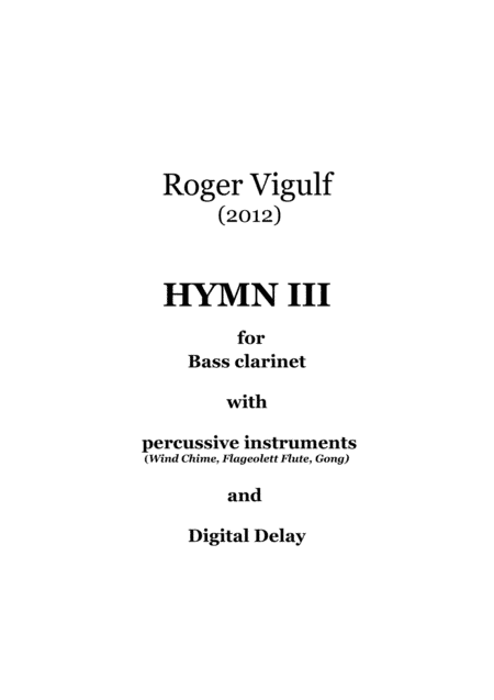 HYMN III for Bass Clarinet with percussion