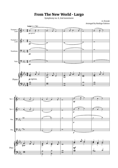 Largo (2nd movement of the Symphony no. 9 'From The New World') (arr. Rodrigo Faleiros)