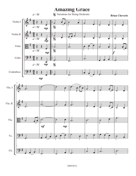 Variations on Amazing Grace for String Orchestra. (arr. Nickle City Press)