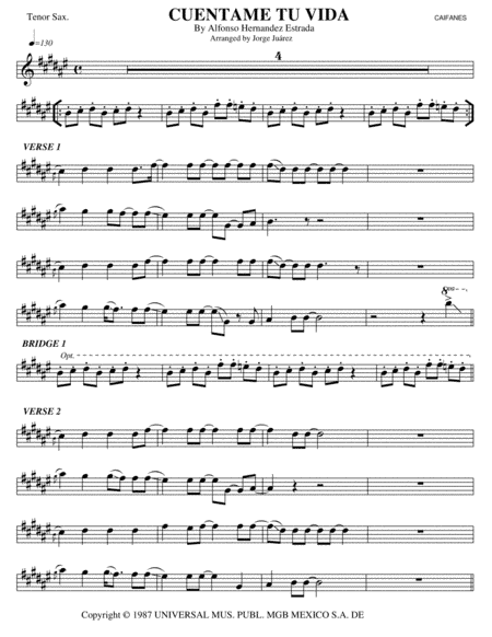 Cuentame Tu Vida (arr. Jorge Juárez)