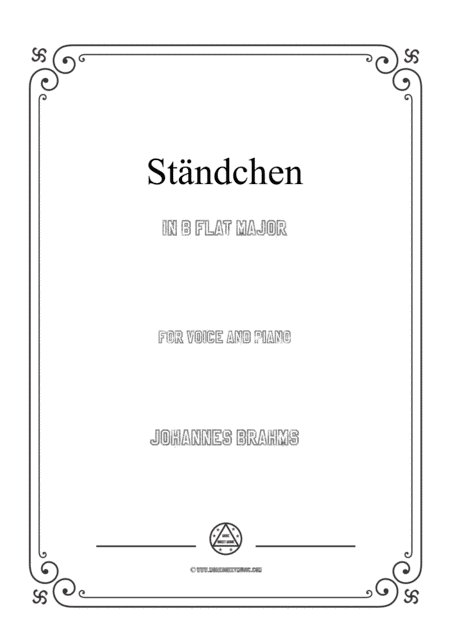 Brahms-Ständchen in B flat Major,for voice and piano (arr. MSM)