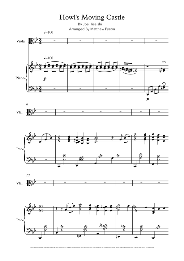 Howl's Moving Castle (arr. Matthew pyeon)