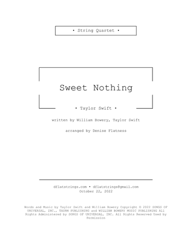 Sweet Nothing (arr. Denise Flatness)