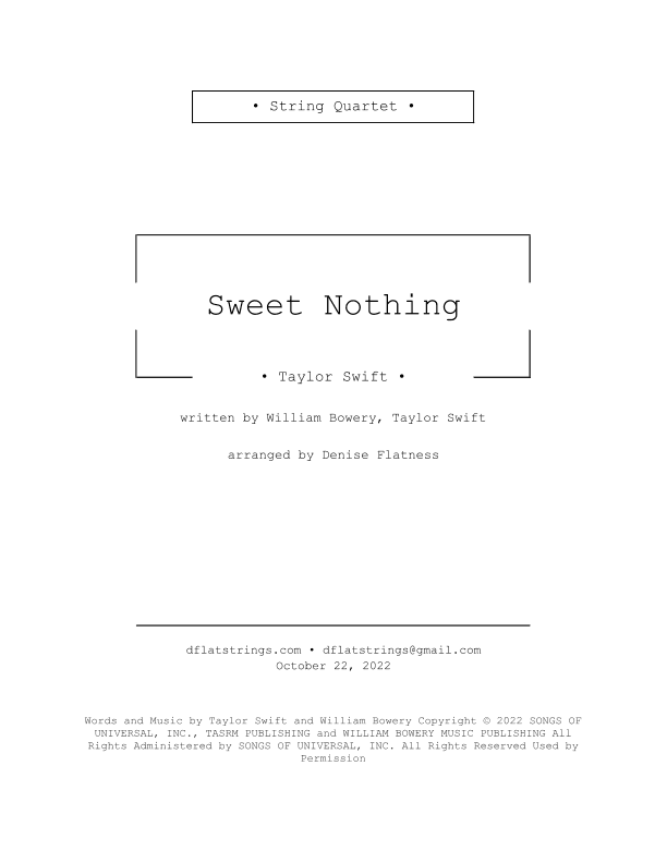 Sweet Nothing (arr. Denise Flatness)