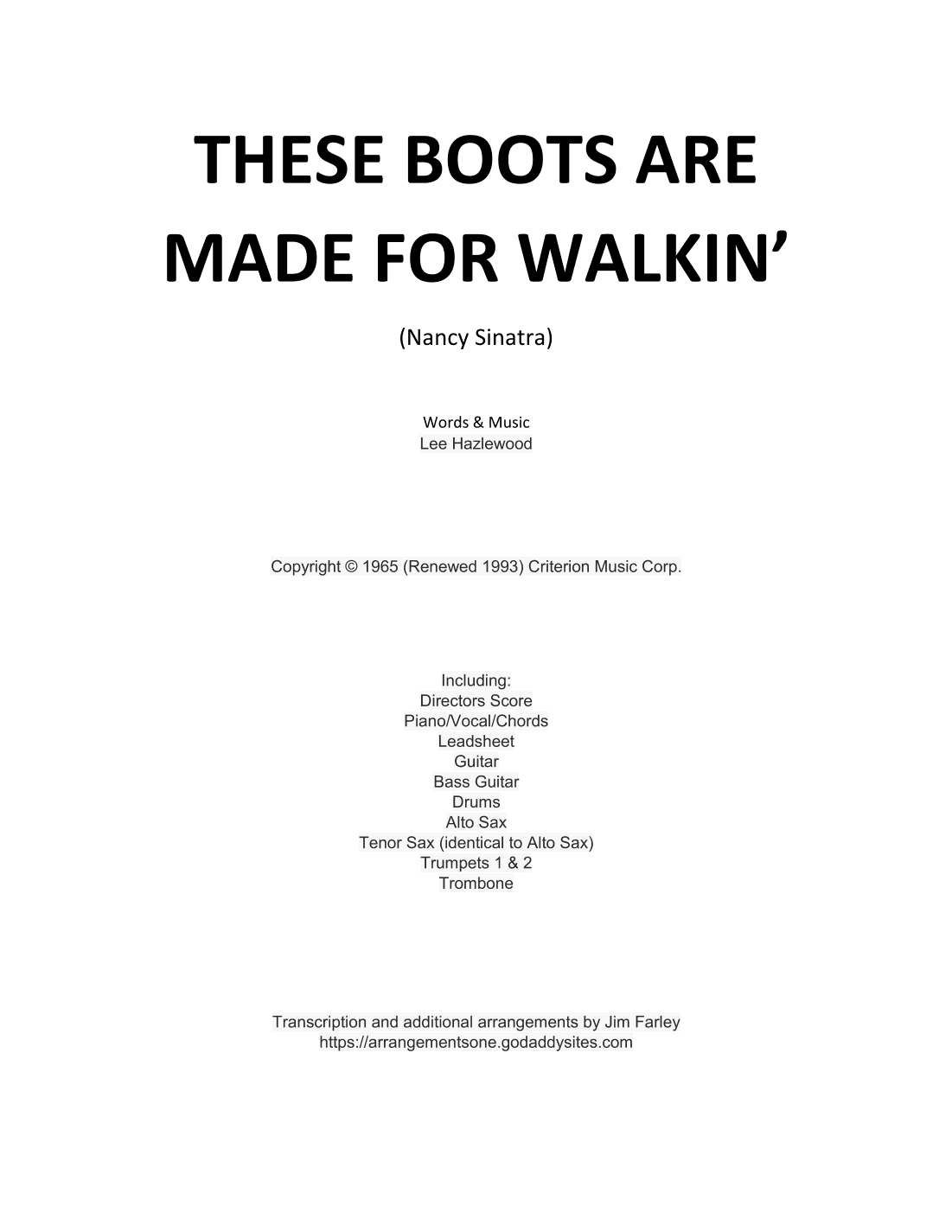 These Boots Are Made For Walkin' (arr. Jim Farley)