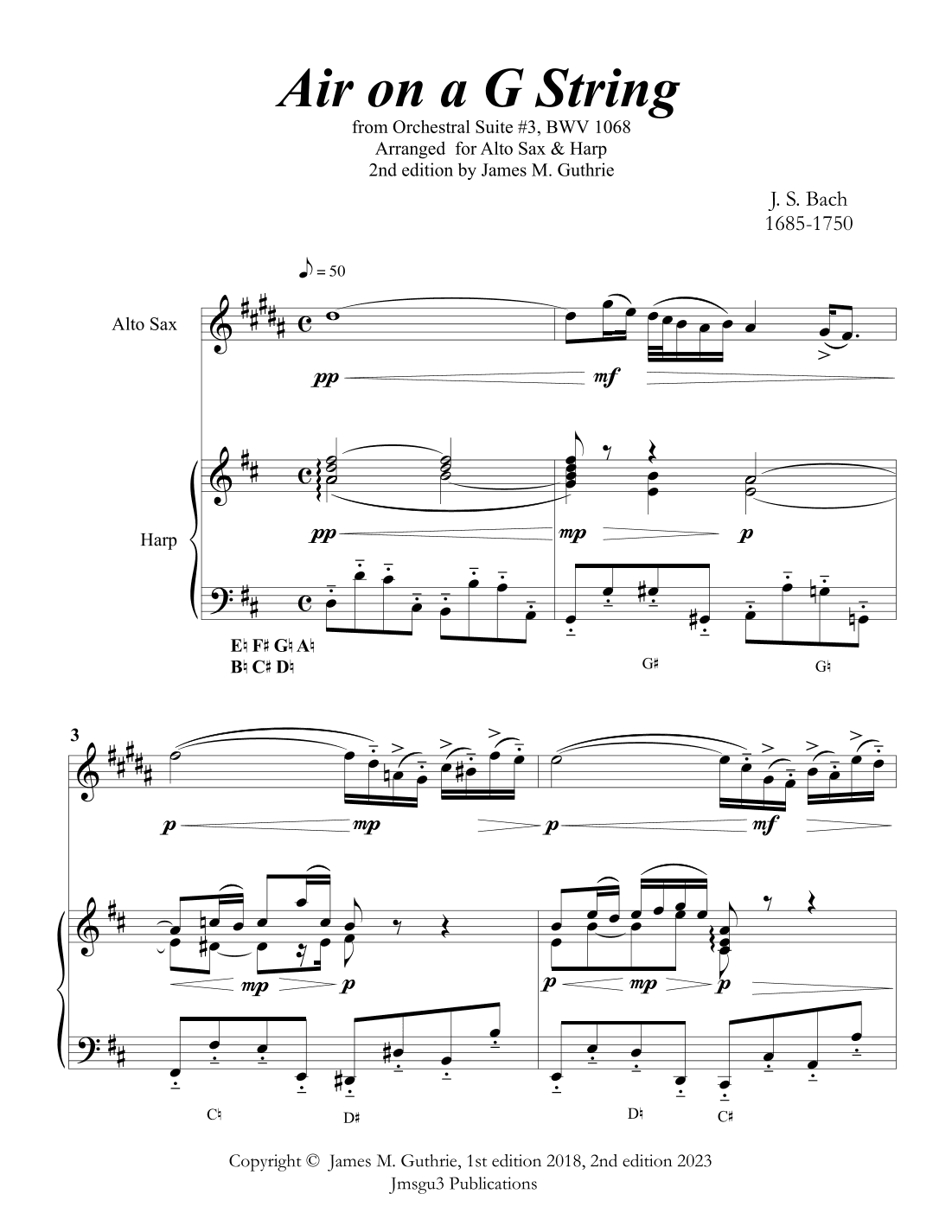 Bach: Air on a G String for Alto Sax & Harp (arr. James M. Guthrie)