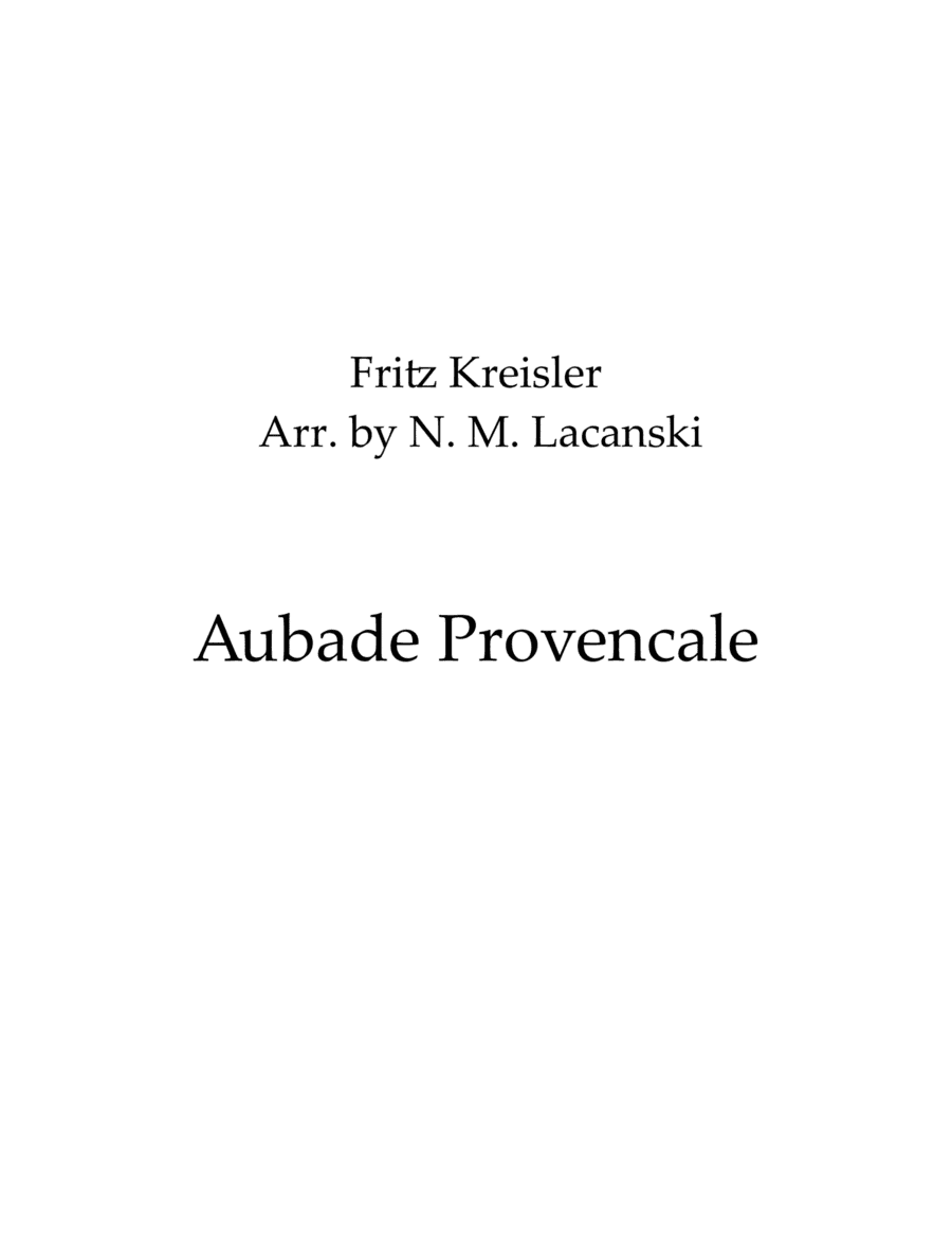 Aubade Provencale (arr. Nick Lacanski)