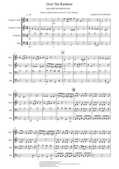 Over The Rainbow (from The Wizard Of Oz) (arr. David Burndrett)