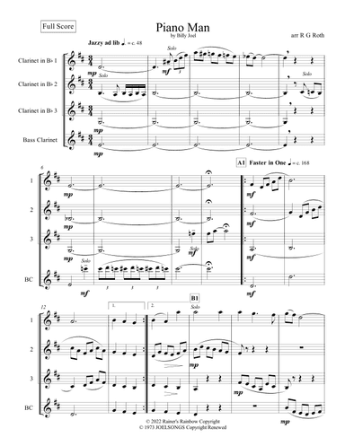 Piano Man (arr. R G Roth)