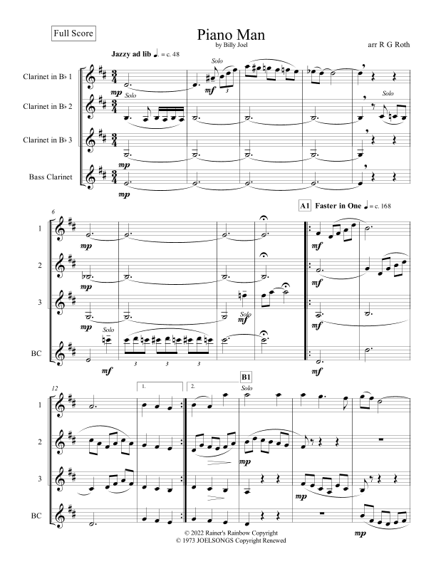 Piano Man (arr. R G Roth)