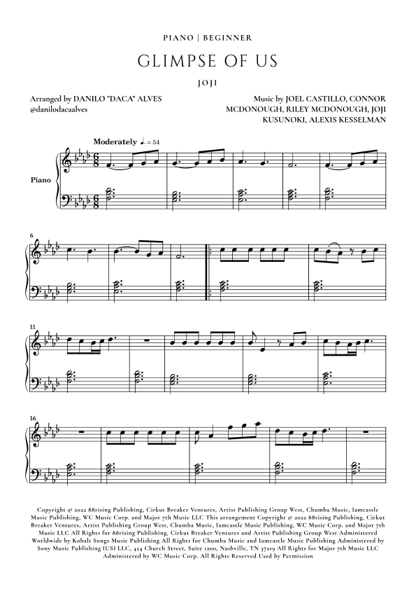 Glimpse Of Us (arr. Danilo "Daca" Alves)