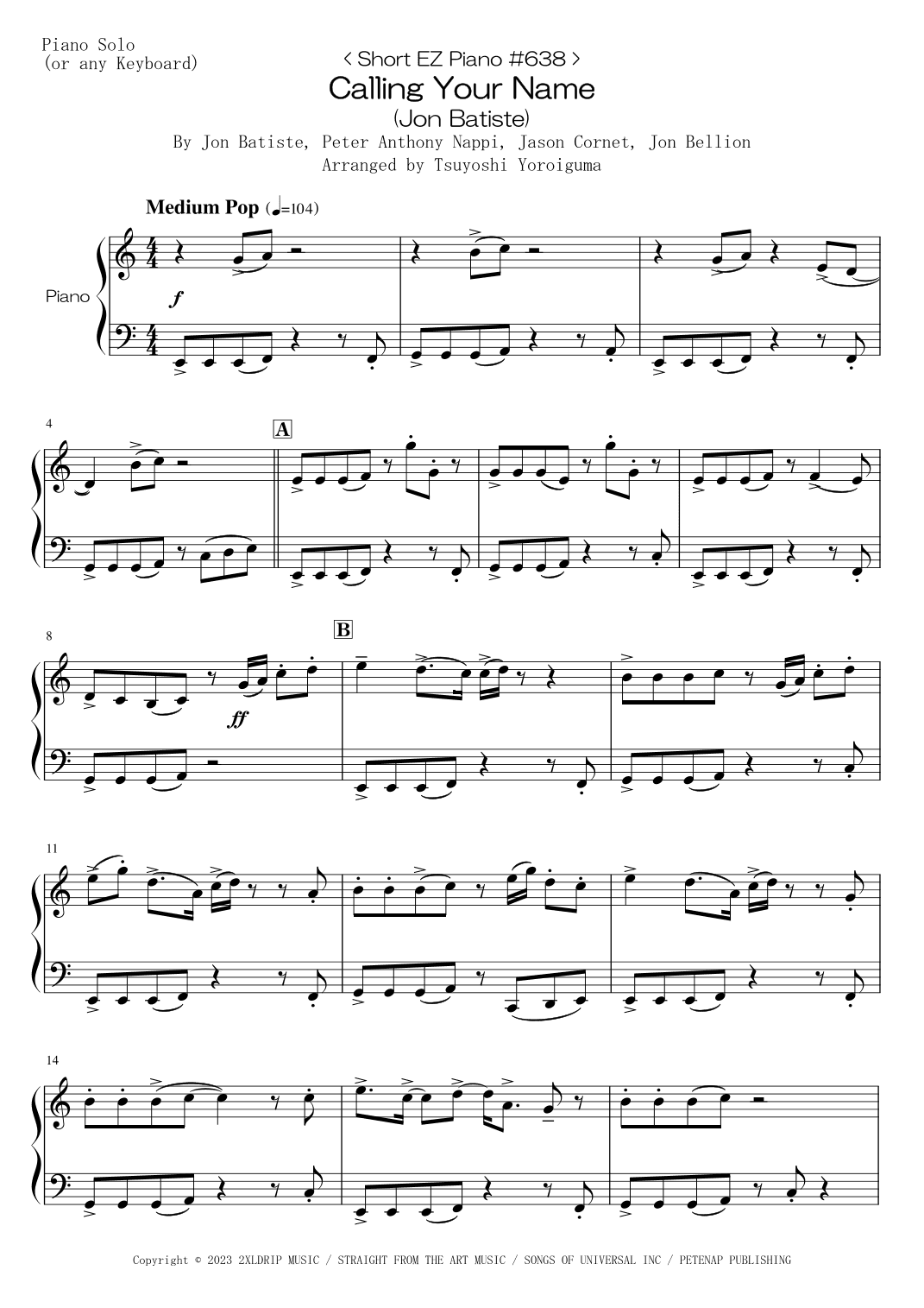 Calling Your Name (arr. Tsuyoshi Yoroiguma)