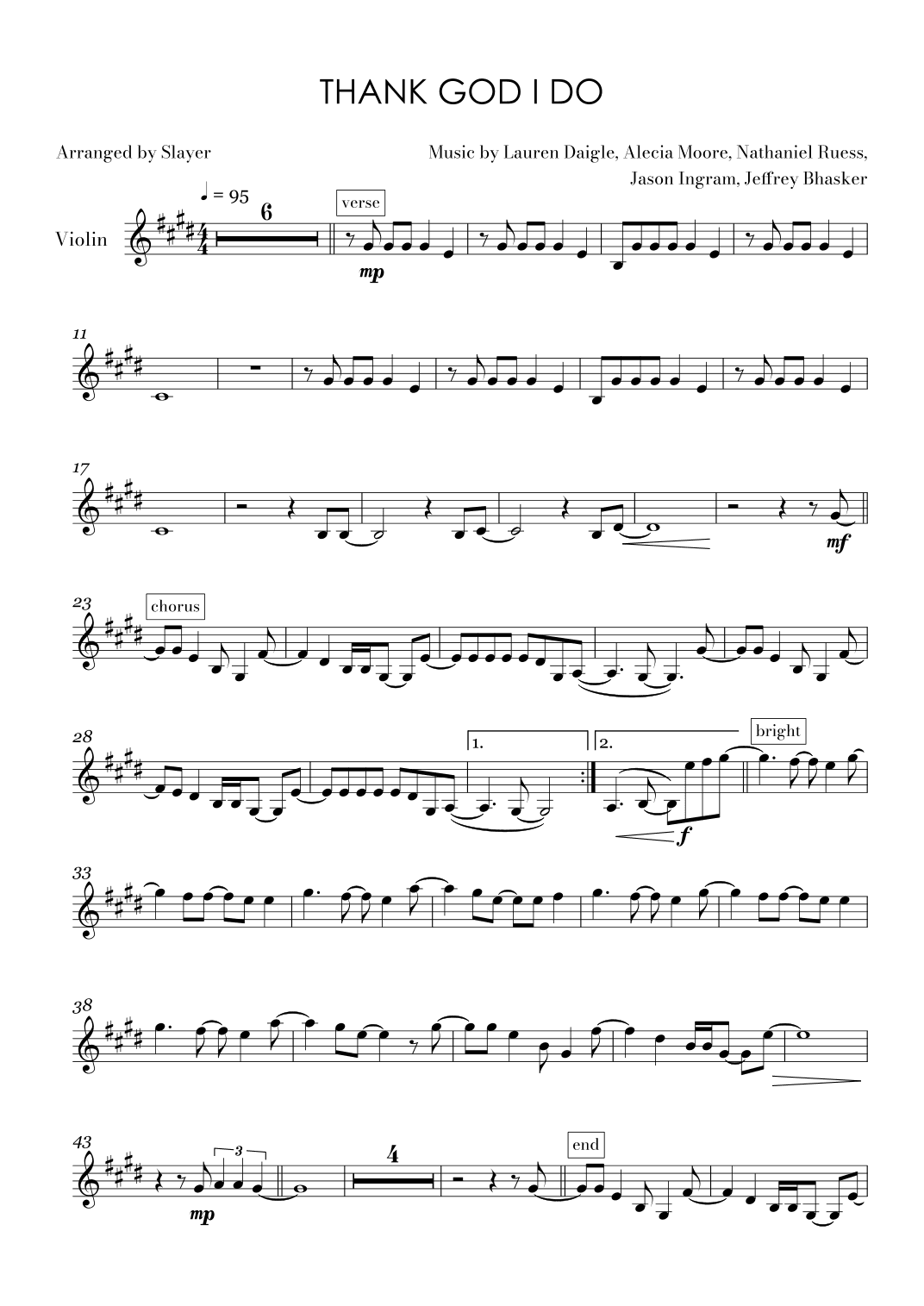 Thank God I Do (arr. Slayer)