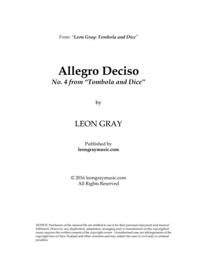 Allegro Deciso, Tombola and Dice (No. 4), Leon Gray