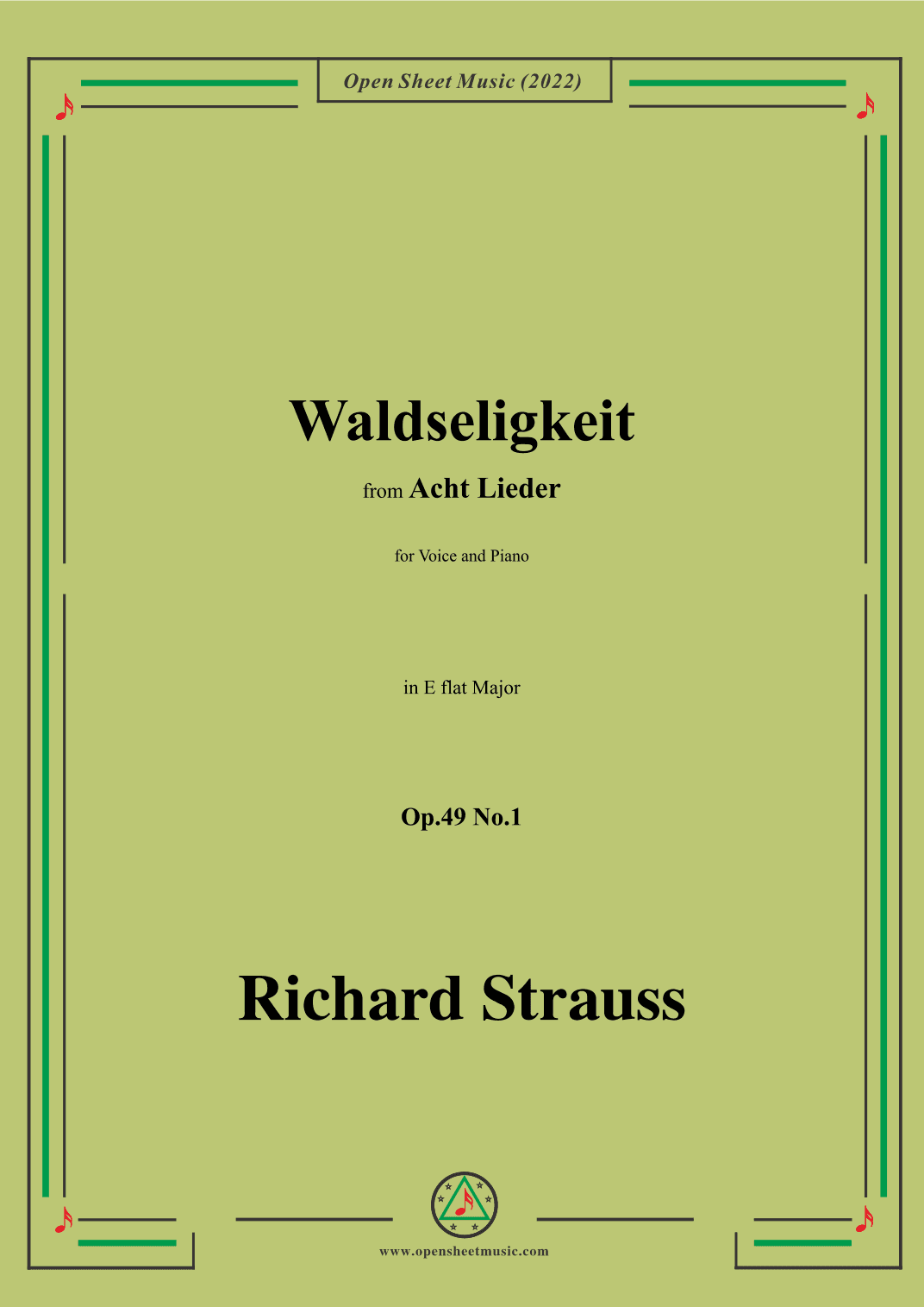 Richard Strauss-Waldseligkeit,in E flat Major (arr. OSM Press)