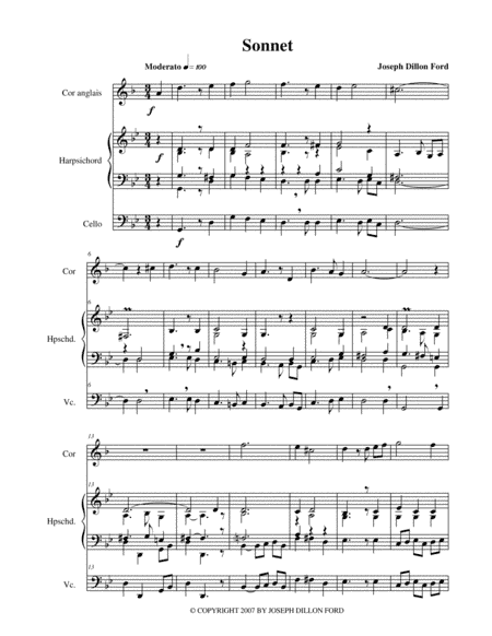 Sonnet for cor anglais, harpsichord and cello