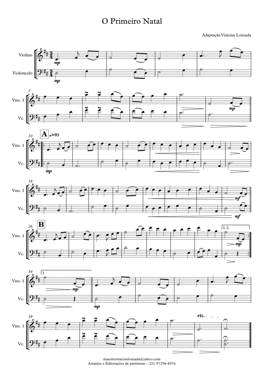 The First Noel - Duo Violin and Cello (arr. Vinícius Louzada)