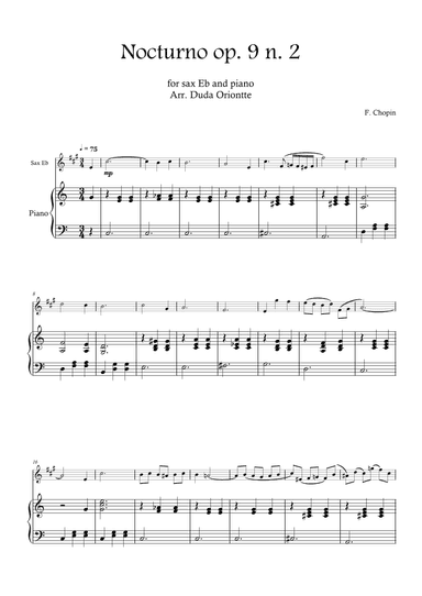 Nocturno op. 9 no. 2 (saxophone baritono and piano - SIMPLIFIED) CHOPIN (arr. Duda Oriontte)
