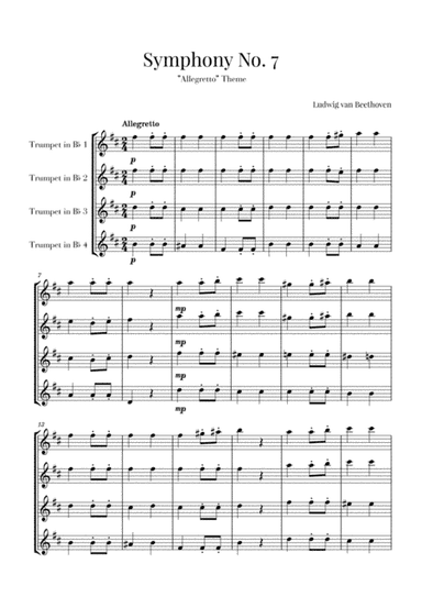 Beethoven - Allegretto (from Symphony No. 7) - for Trumpet quartet (arr. Cadenza Editions)
