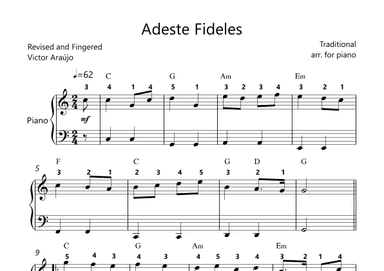Adeste fideles - Melody and Bass with chord symbols (arr. Arezzo Music)