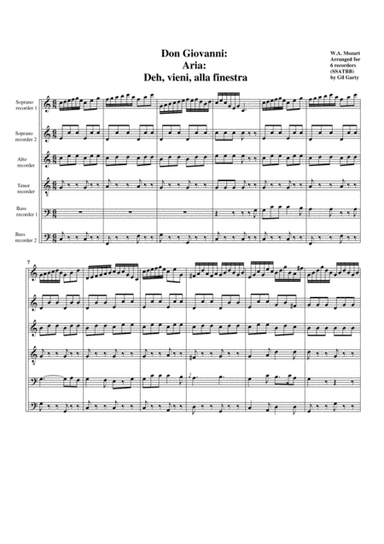 Serenade from "Don Giovanni" (arrangement for 6 recorders) (arr. Gil Garty)