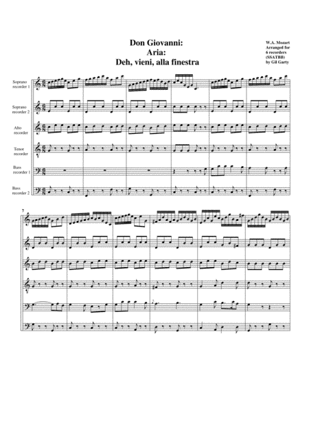Serenade from "Don Giovanni" (arrangement for 6 recorders) (arr. Gil Garty)