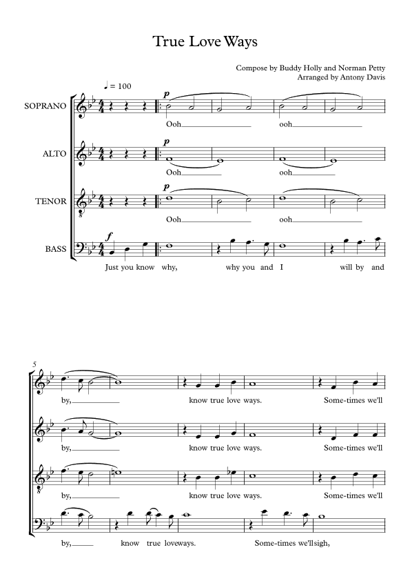 True Love Ways (arr. Antony Davis)