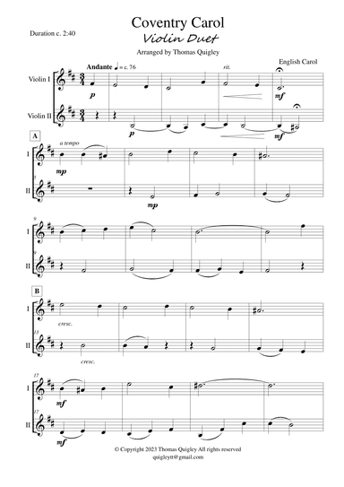 Coventry Carol (arr. Thomas Quigley)