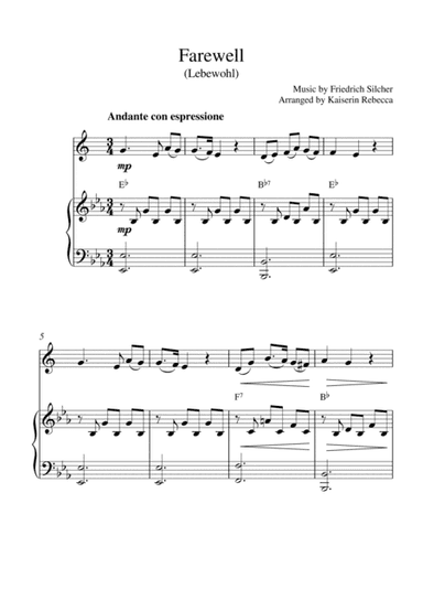 Farewell (Lebewohl) (for alto saxophone solo and piano accompaniment) (arr. Kaiserin Rebecca)
