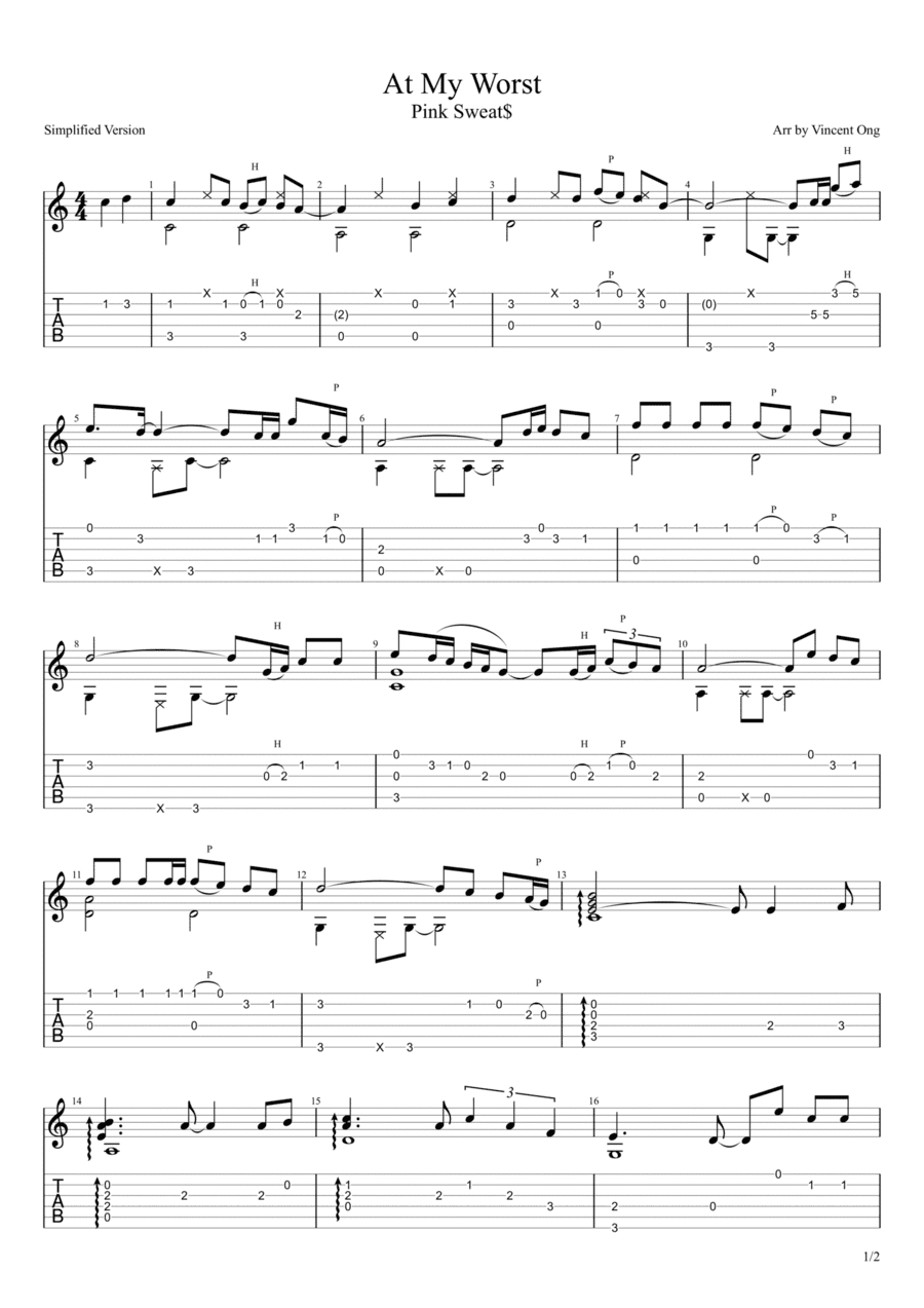 At My Worst (arr. Vincent Ong)
